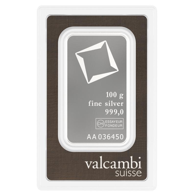 100g Silver Minted Bar 'Valcambi'