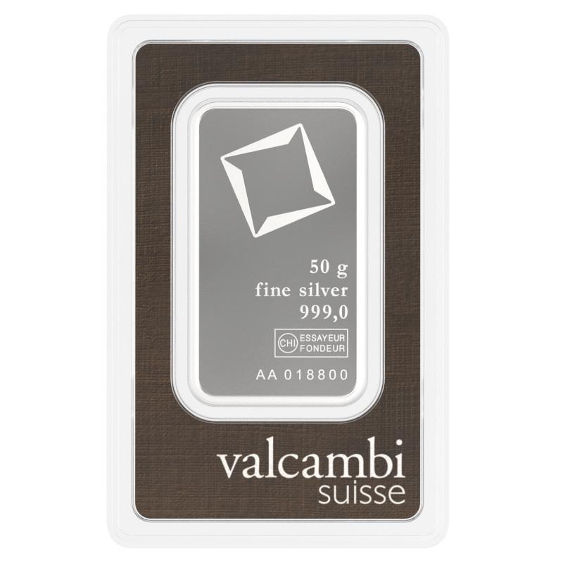 50g Silver Minted Bar 'Valcambi'