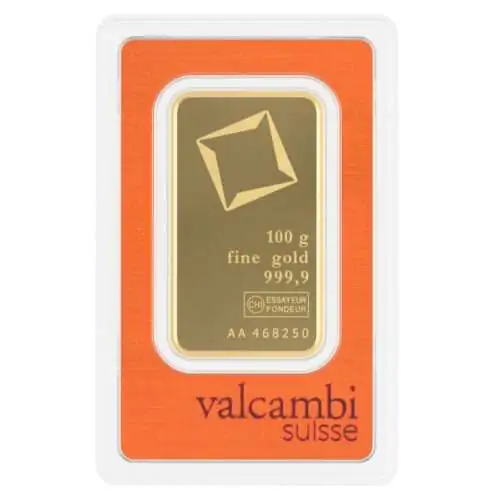 100G VALCAMBI Goudbaar - 999.9