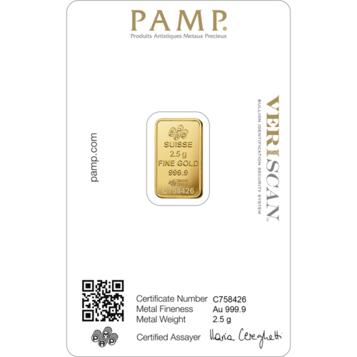 2.5G PAMP SUISSE Goudbaar - 999.9 - Image 2