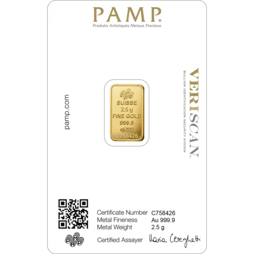2.5G PAMP SUISSE Goudbaar - 999.9 - Image 2